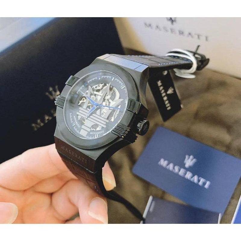 Maserati Potenza Black Dial Black Leather Men's Watch R8821108009 - Watches of New Zealand #5