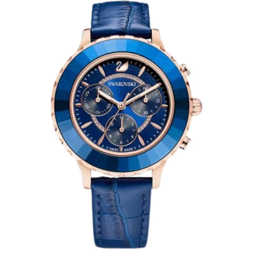 Swarovski Crystalline Glam Crystals Blue Dial Rose Gold Tone Women's Watch 5563480