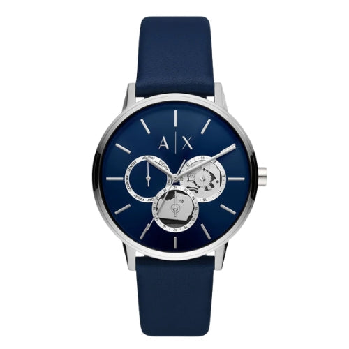 Armani Exchange Cayde Multifunction Blue Leather Men's Watch - AX2746