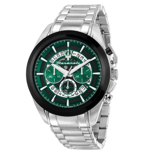 Maserati Traguardo Chronograph Green Dial Silver Stainless Steel Men’s Watch R8873612060