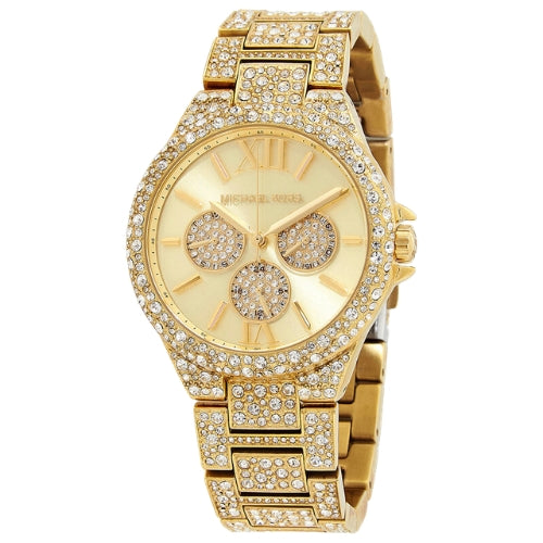 Michael Kors Camille Chronograph Quartz Crystal Gold Dial Ladies Watch - MK6958