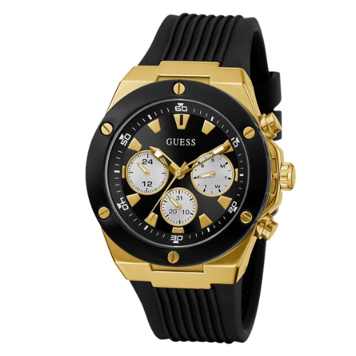 Guess Gold Case Black Strap Men's Watch GW0057G1