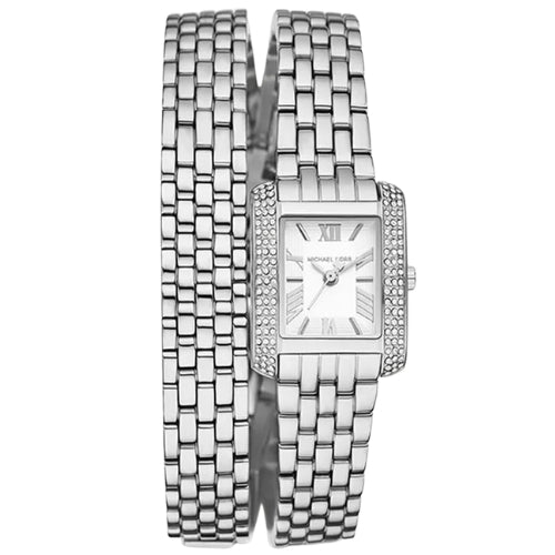 Michael Kors Petite Emery Pavé Silver-Tone Double Wrap Women's Watch - MK4834