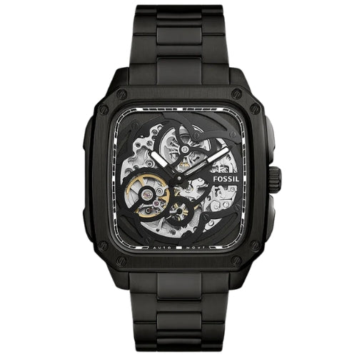 Fossil Inscription Automatic Black Stainless Steel Men's Watch BQ2574