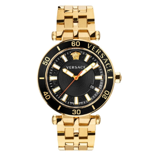 Versace Greca Sport Gold Black Dial Men's Watch - VEZ300721