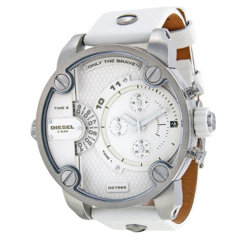 Diesel Chronograph White Dial White Leather Men's Watch DZ7265
