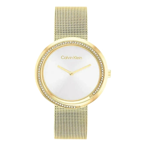 Calvin Klein White Dial Gold Mesh Women's Watch K3M231C6