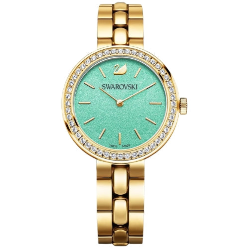 Swarovski Daytime Crystals Turquoise Dial Gold Steel Strap Watch for Women - 5182212