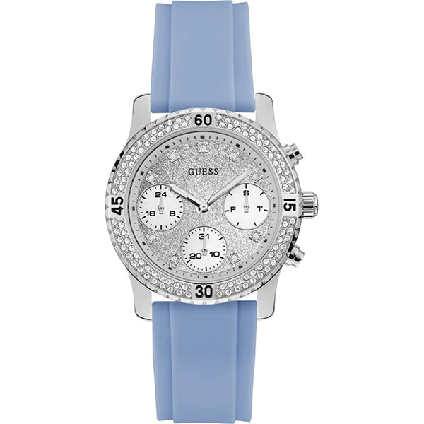 Guess Ladies Confetti Crystal Silicone Strap Women's Watch  W1098L3 - Watches of New Zealand