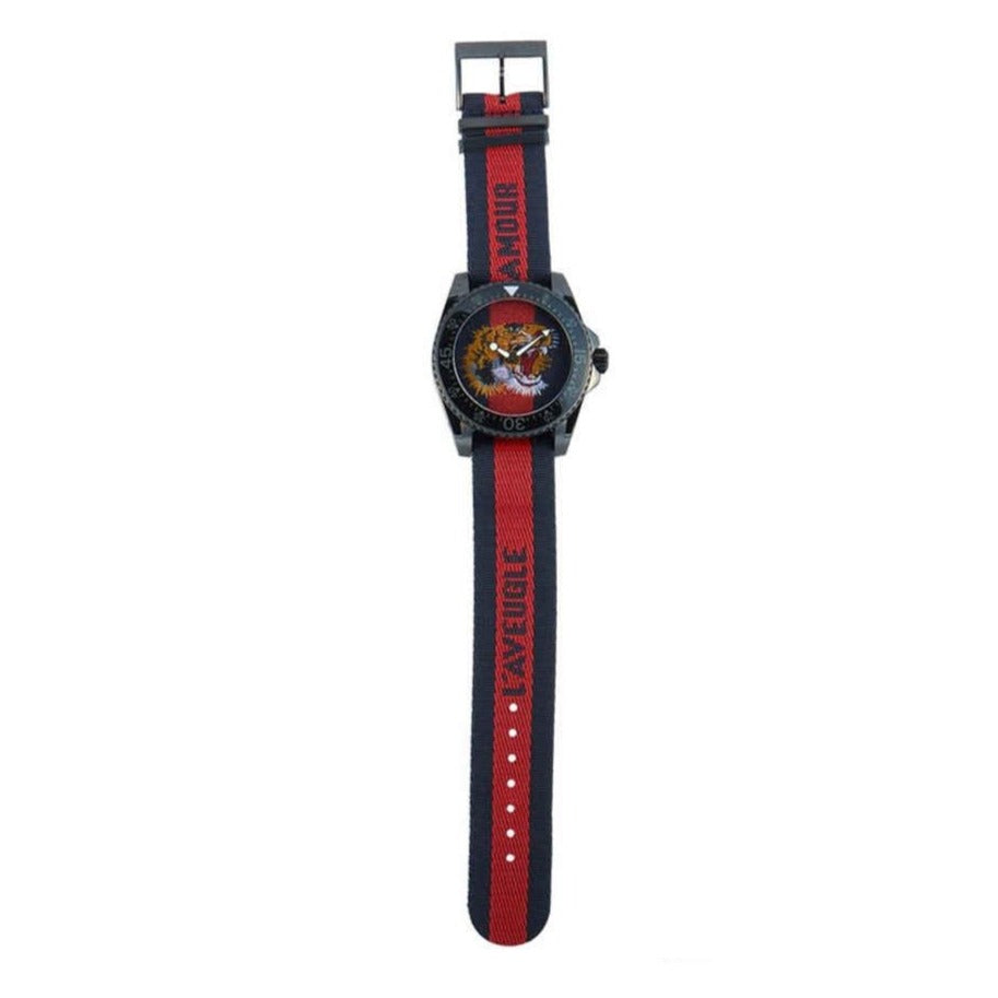 Gucci Dive Blue Red Web Dial Tiger Embroidery Men's Watch YA136215