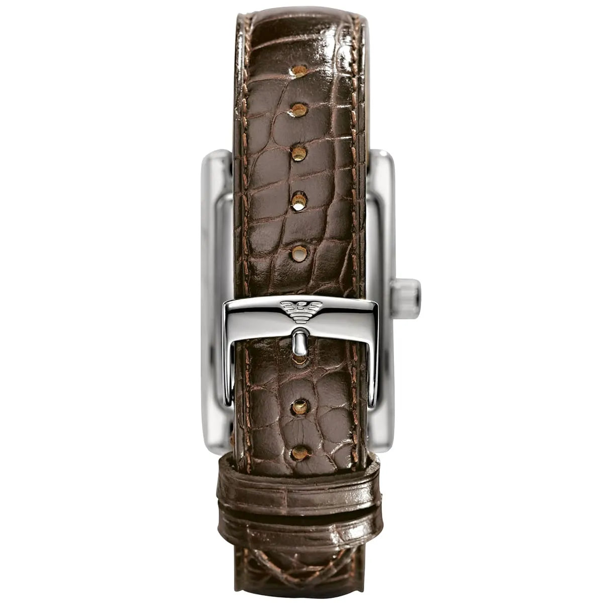Emporio Armani Gianni Rectangular Dark Brown Genuine Leather women's watch - AR0155