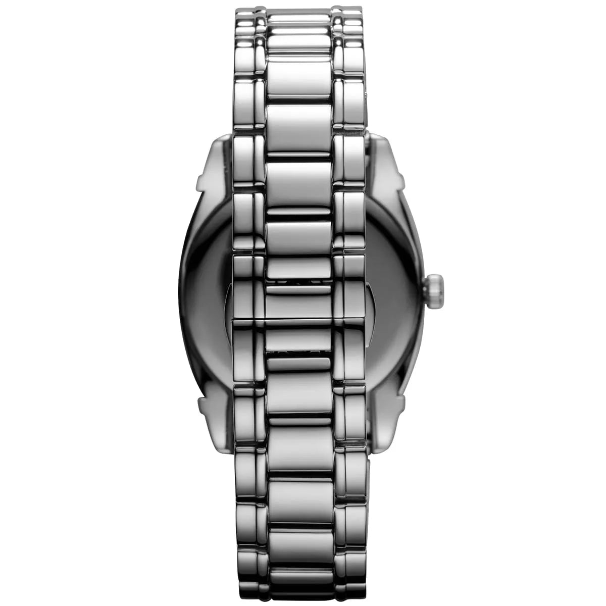 Emporio Armani Carmelo AR0345 watch showing stainless steel bracelet from rear view
