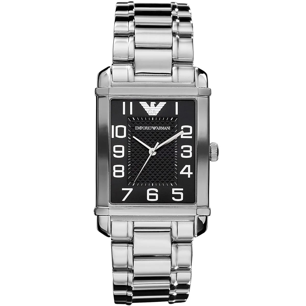 Emporio Armani Marco medium men's watch with black dial and silver stainless steel bracelet