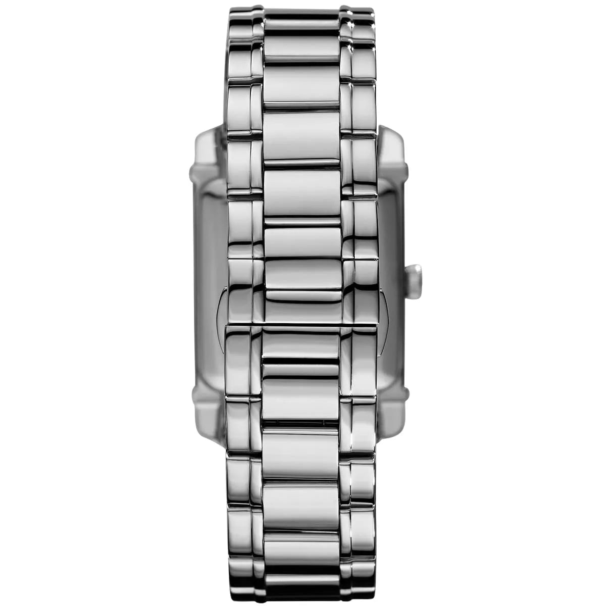 Side profile view of Marco medium watch case and stainless steel bracelet