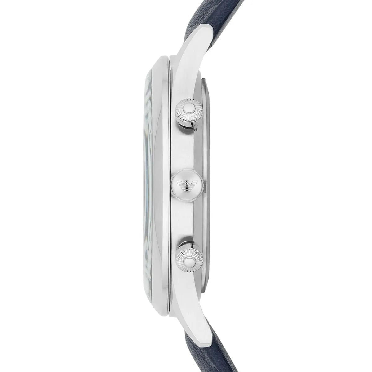 Emporio Armani Chronograph Leather Strap Blue Dial 43mm Men's Watch - AR11018