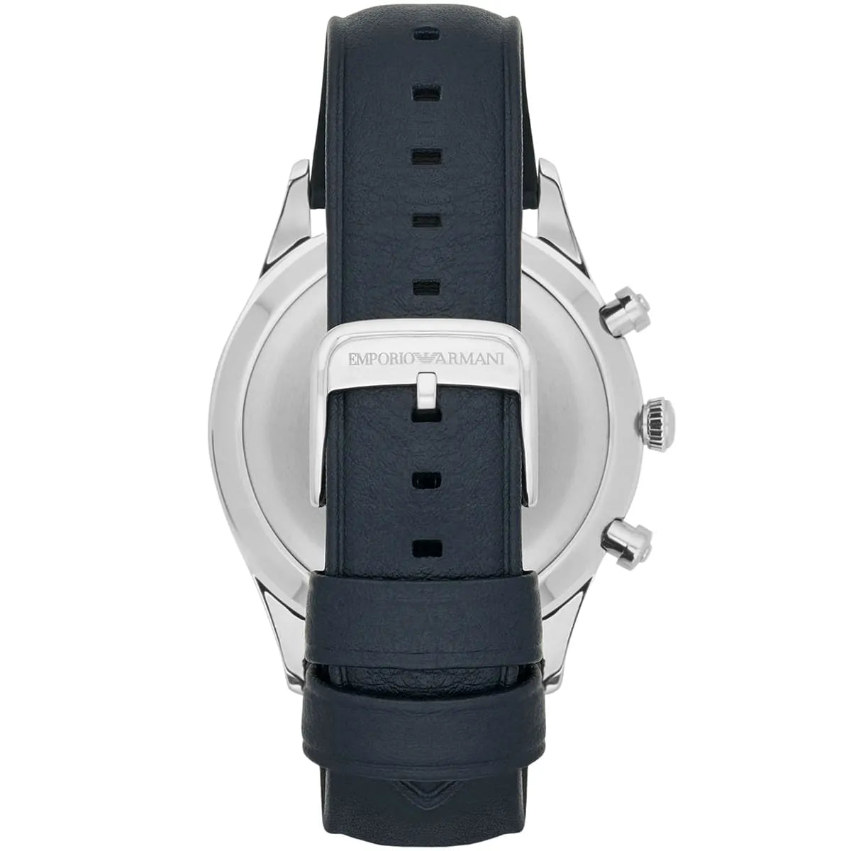 Emporio Armani Chronograph Leather Strap Blue Dial 43mm Men's Watch - AR11018