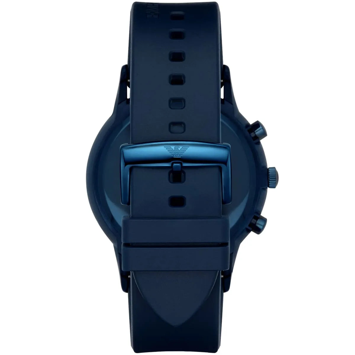 Emporio Armani Renato Chronograph Silver Dial Blue Silicone Strap Watch AR11026