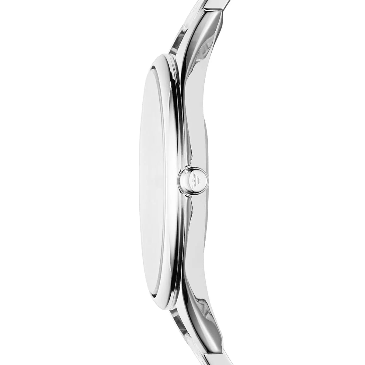 Side profile view of Emporio Armani AR11054 watch showing slim case design