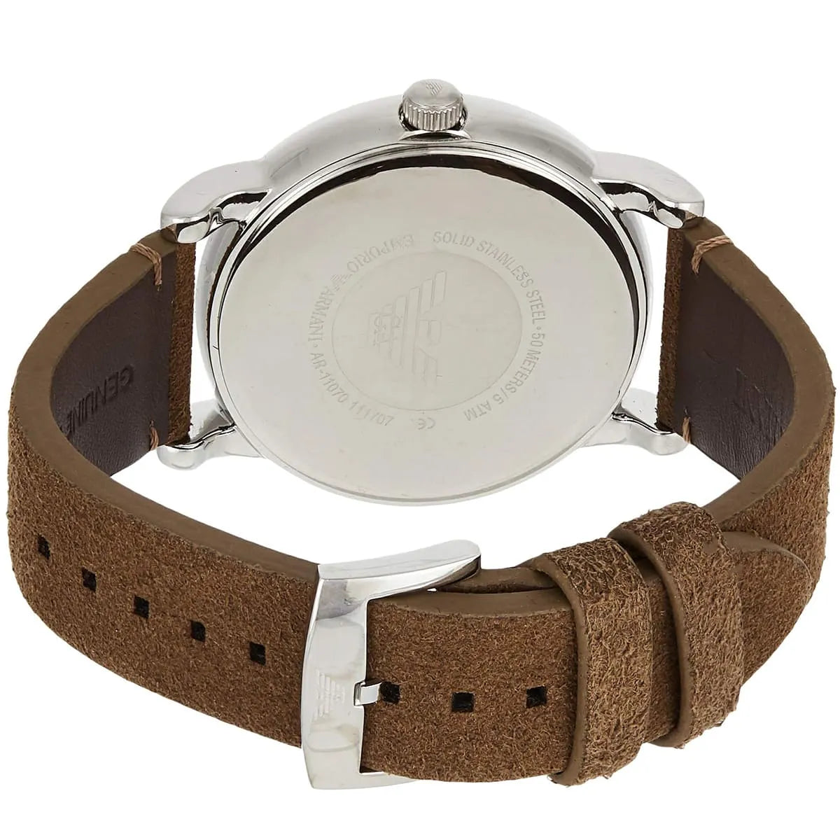 Emporio Armani Luigi Quartz Gray Dial Brown Leather Strap Watch For Men AR11070