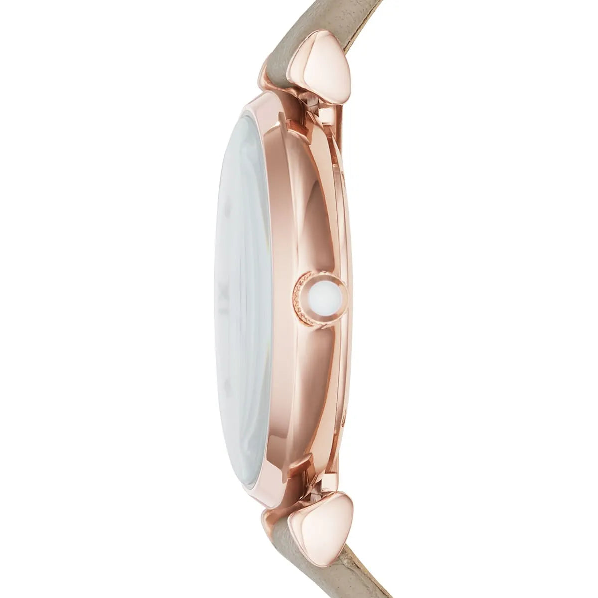 Emporio Armani AR11111 watch side profile showing rose gold case thickness and crown