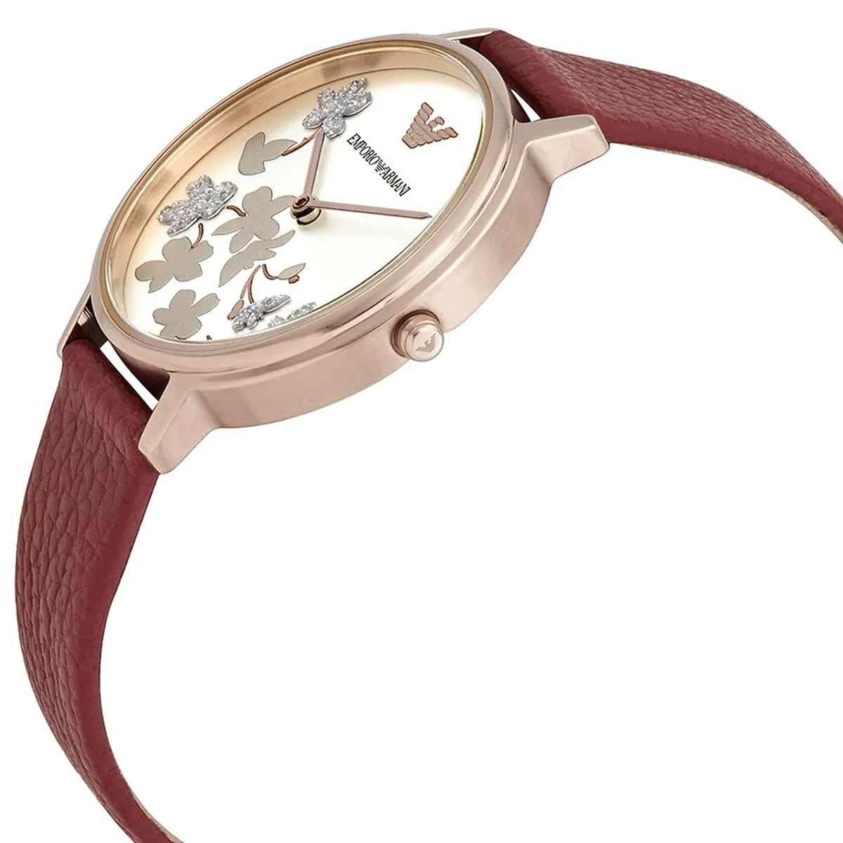 Emporio Armani Kappa Quartz White Dial Red Leather Strap Watch AR11114