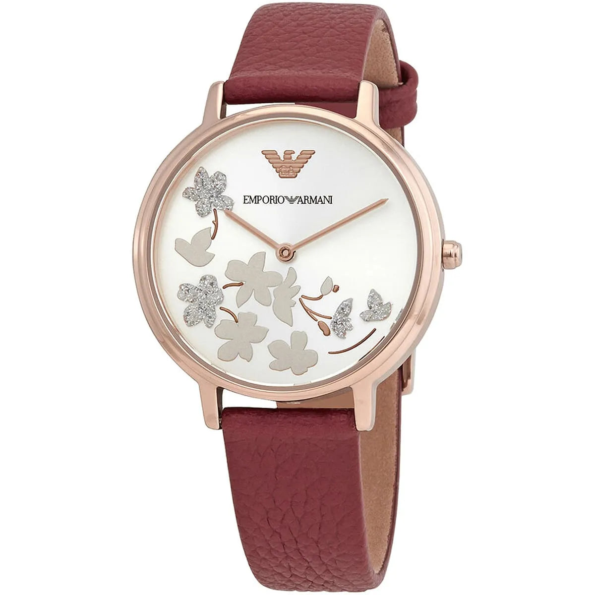 Emporio Armani Kappa Quartz White Dial Red Leather Strap Watch AR11114