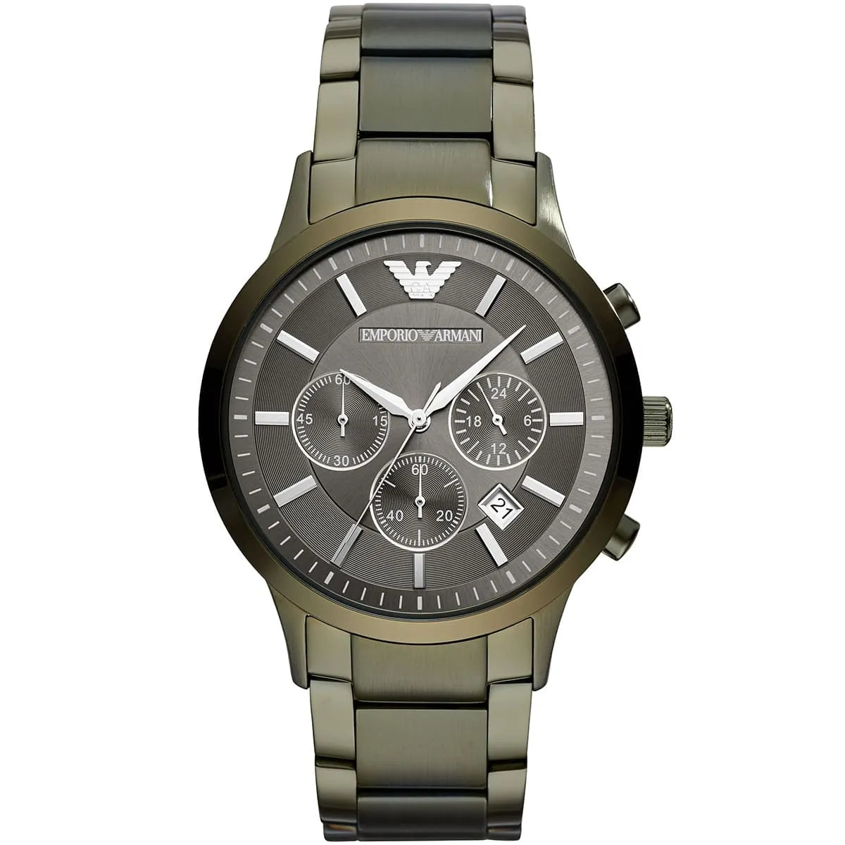 Emporio Armani AR11117 chronograph watch with grey dial and stainless steel bracelet