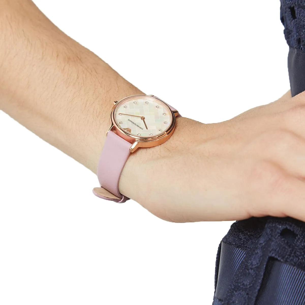 Emporio Armani Grey Dial Pink Leather Watch AR11130