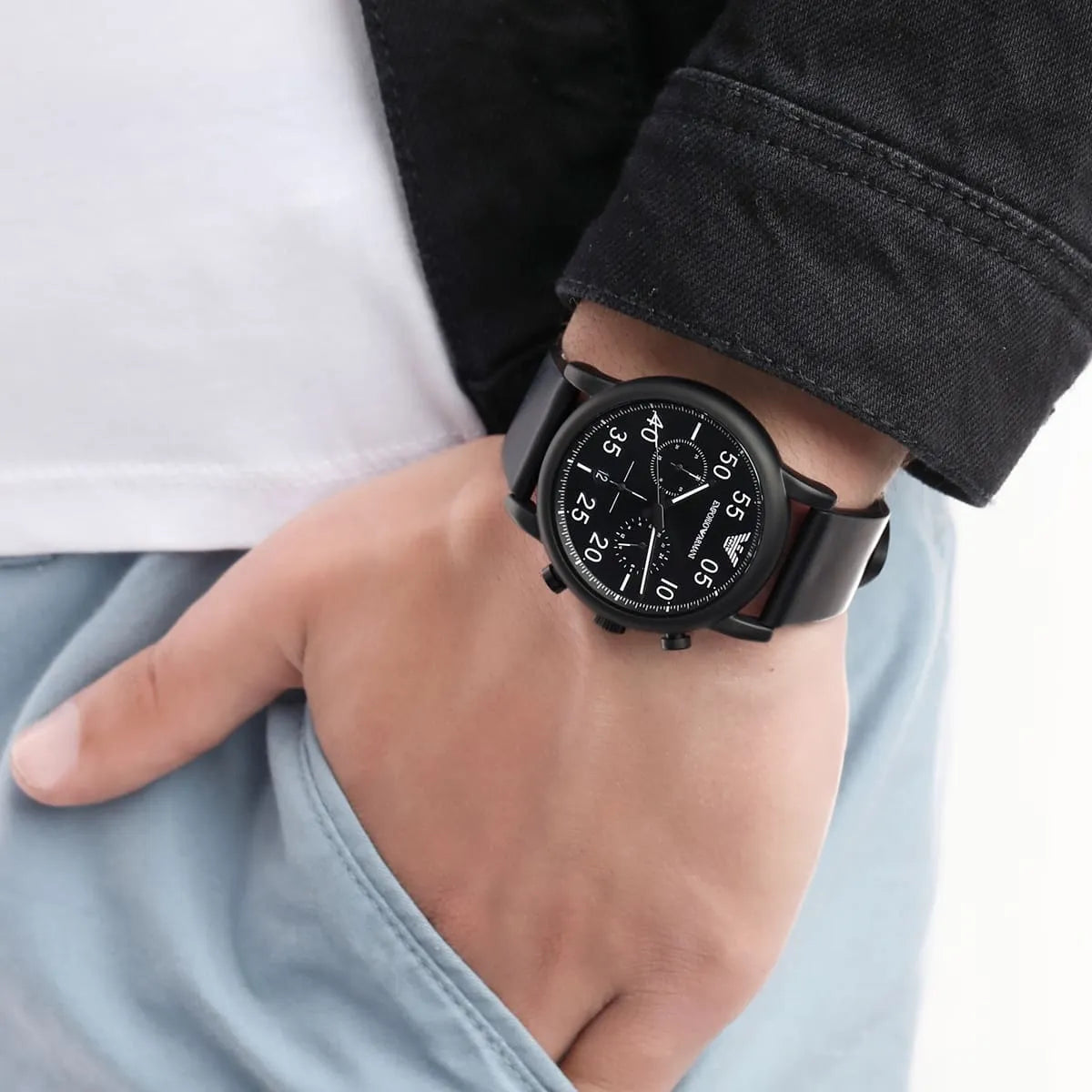 Emporio Armani Men's Quartz Leather Strap Black Dial 43mm Watch AR11133 AR11133 - Image 8