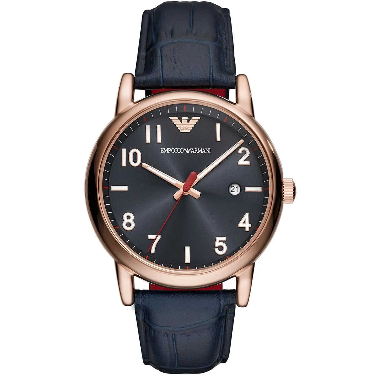 EMPORIO ARMANI Blue Dial Leather Band Men's Watch - AR11135