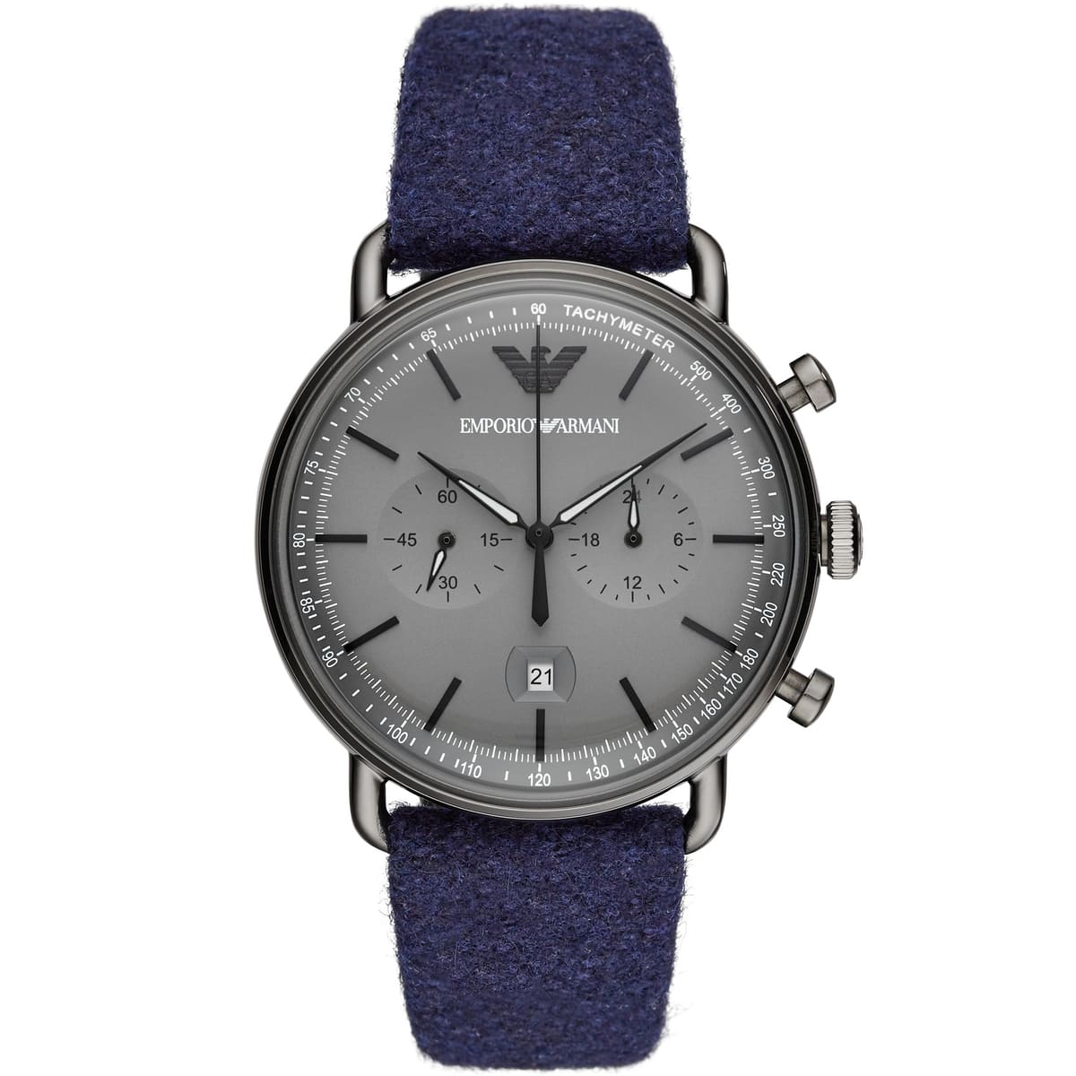 Emporio Armani Aviator Grey Dial Blue Strap Men's Watch AR11144