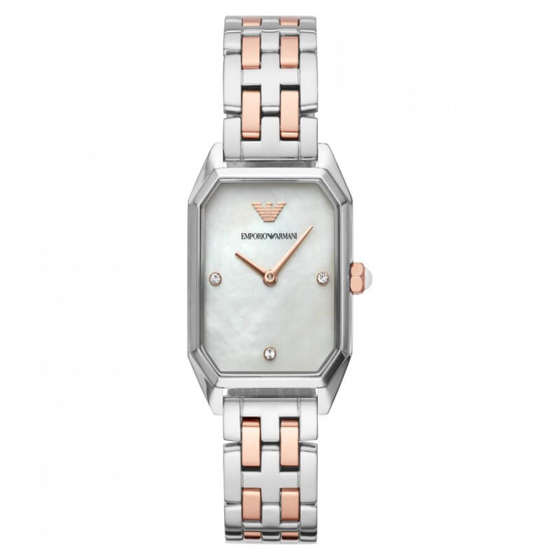 Emporio Armani Giola Quartz Crystal White Mother of Pearl Dial Ladies Watch AR11146