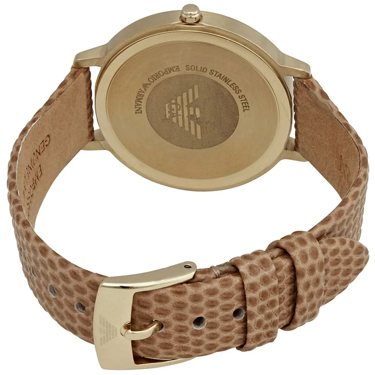 Emporio Armani Kappa Mother of Pearl Taupe Dial Brown Leather Strap Watch AR11151