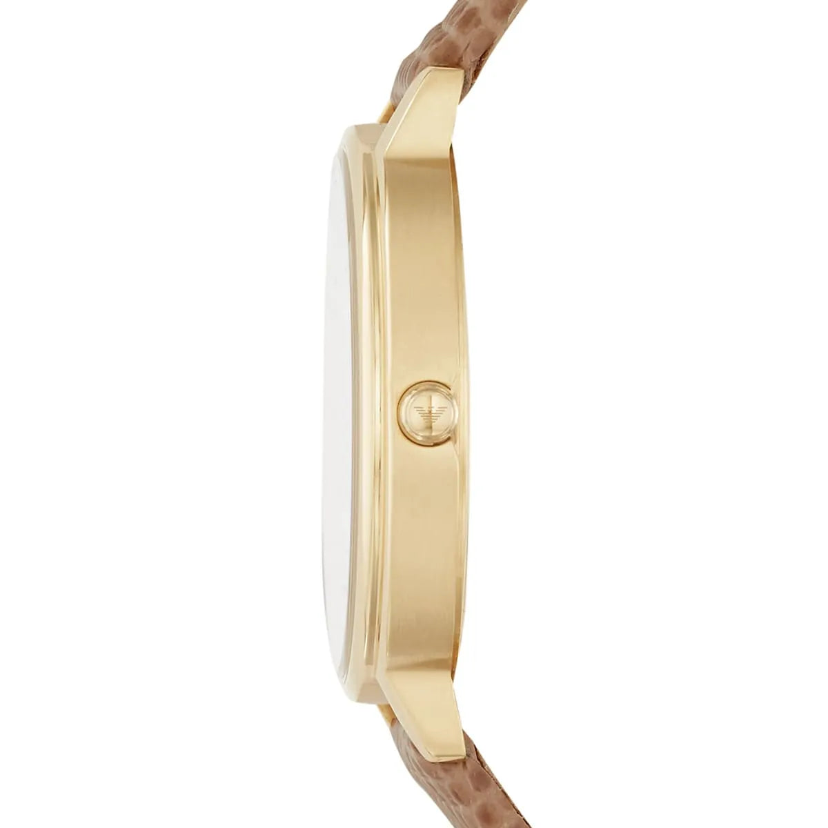 Emporio Armani Kappa Mother of Pearl Taupe Dial Brown Leather Strap Watch AR11151