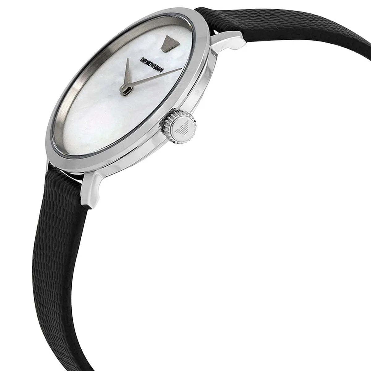Emporio Armani Modern White Dial Black Leather Strap Watch For Women  AR11159