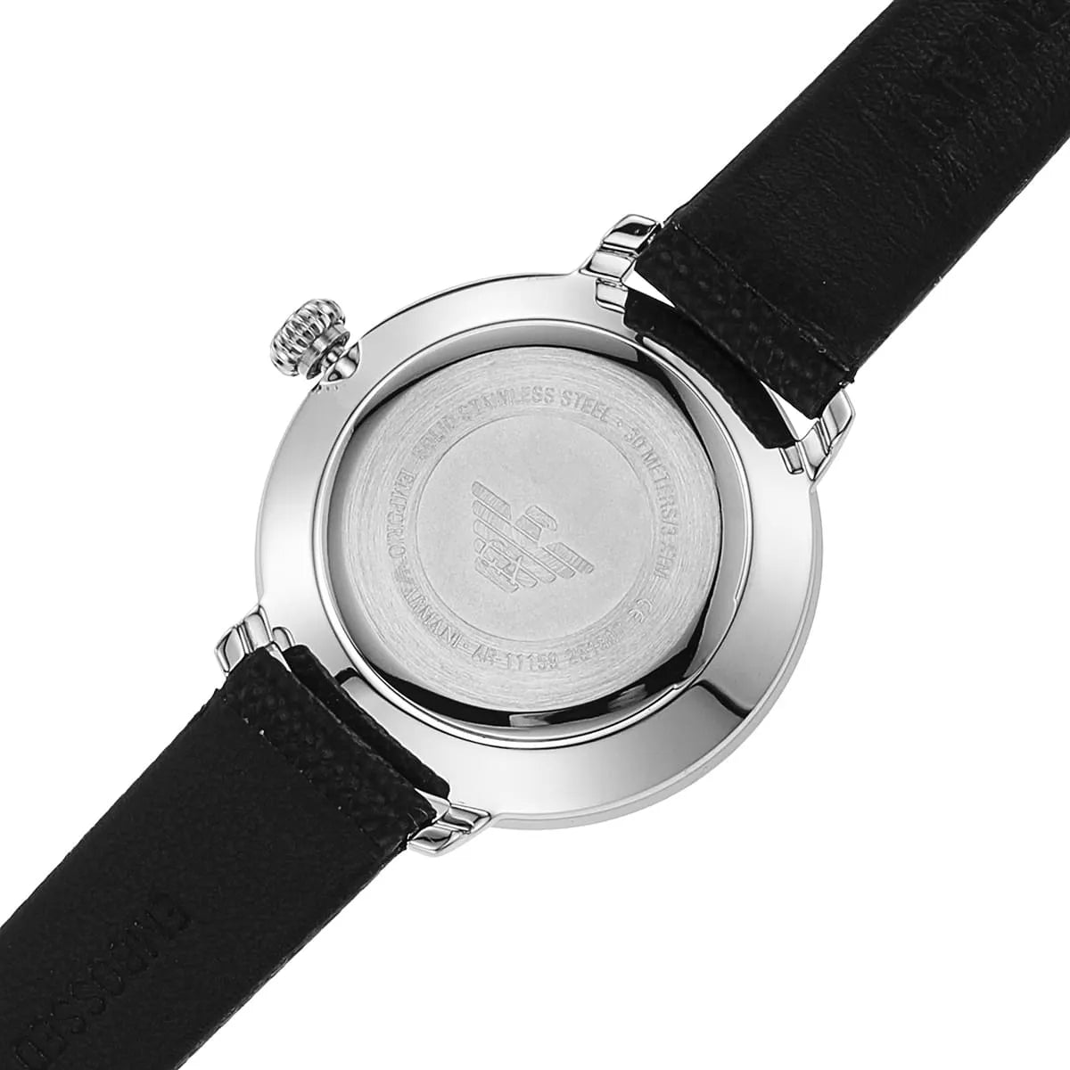 Emporio Armani Modern White Dial Black Leather Strap Watch For Women  AR11159