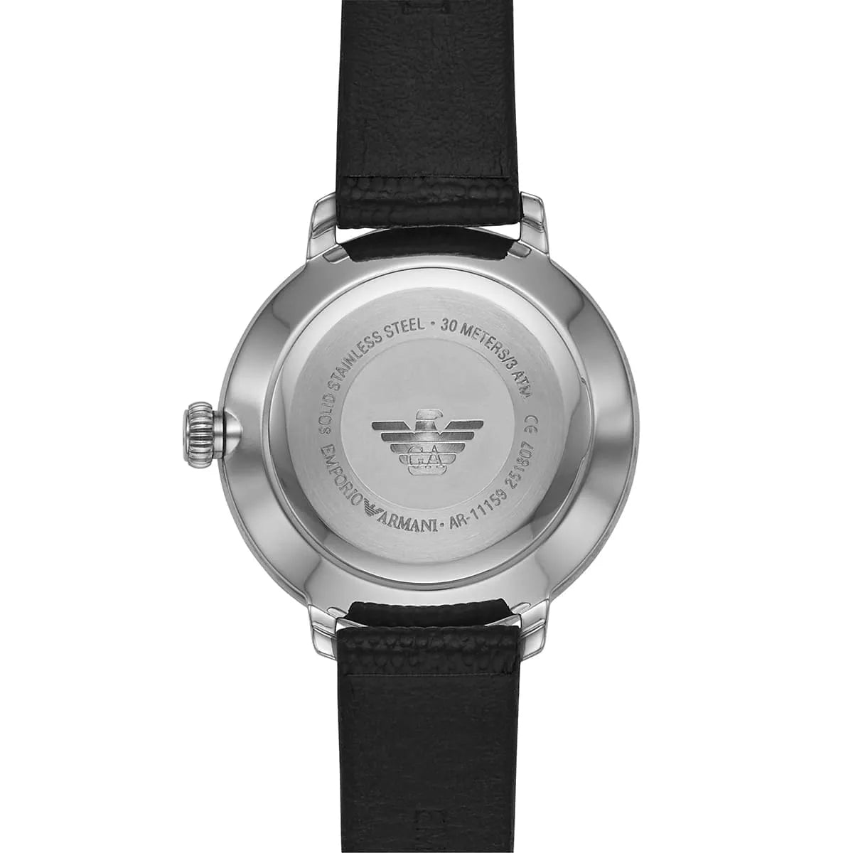 Emporio Armani Modern White Dial Black Leather Strap Watch For Women  AR11159