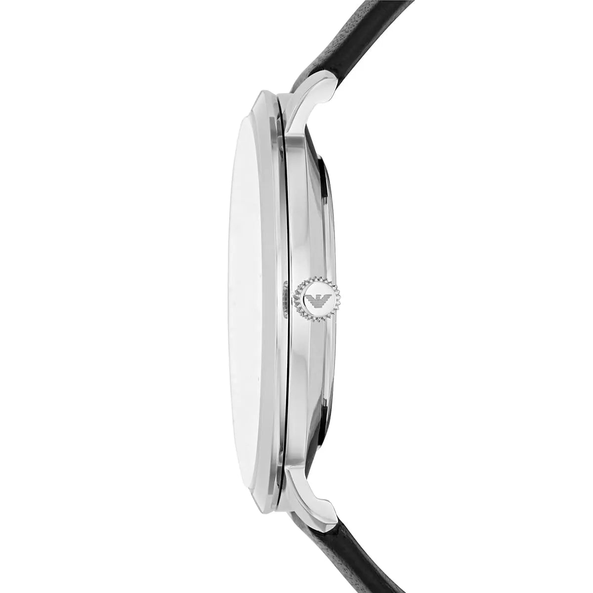 Emporio Armani Modern Slim Quartz Grey Dial Black Leather Strap Watch For Men AR11162