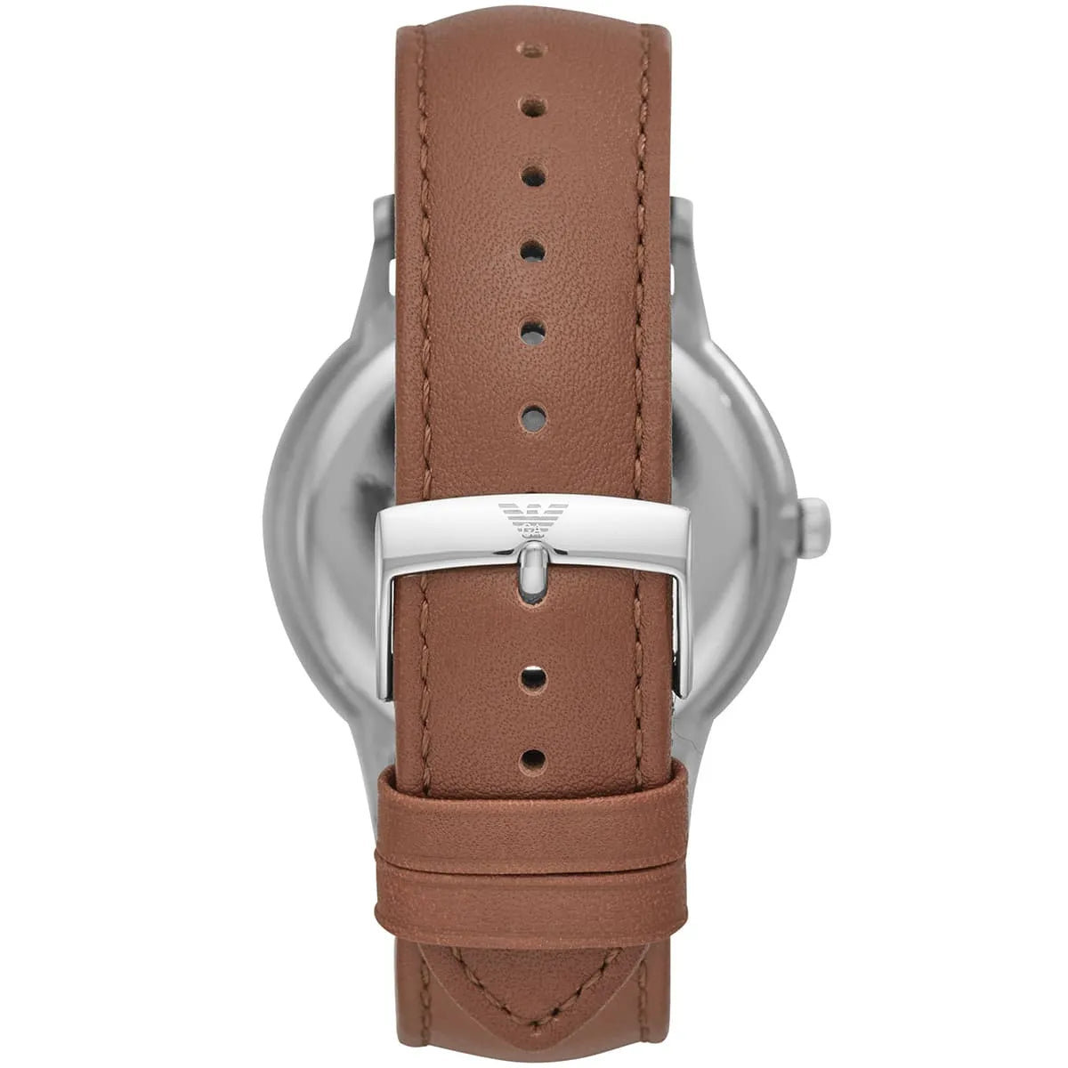 Emporio Armani Renato Quartz Silver Dial Brown Leather Strap Men's Watch AR11185