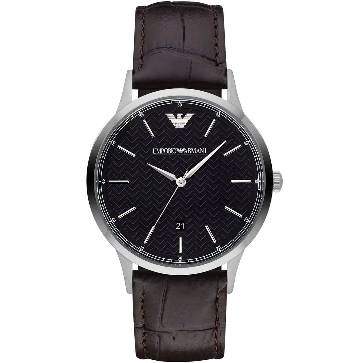 Emporio Armani Renato Quartz Black Dial Brown Leather Strap Watch AR11187
