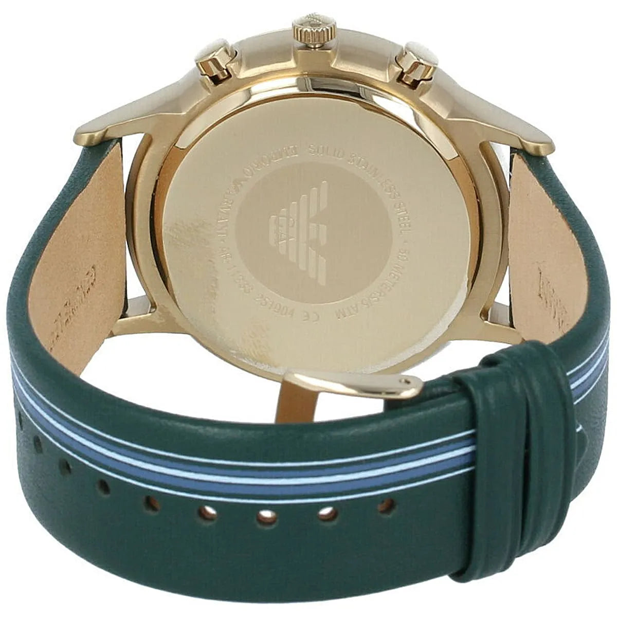 Emporio Armani Chronograph Quartz Silver Dial Green Strap Men's Watch AR11233