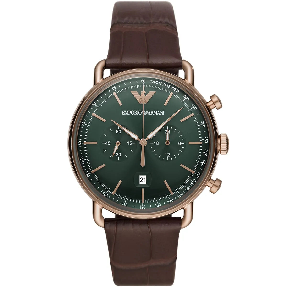 Emporio Armani Aviator Chronograph Green Dial Men's Watch - AR11334