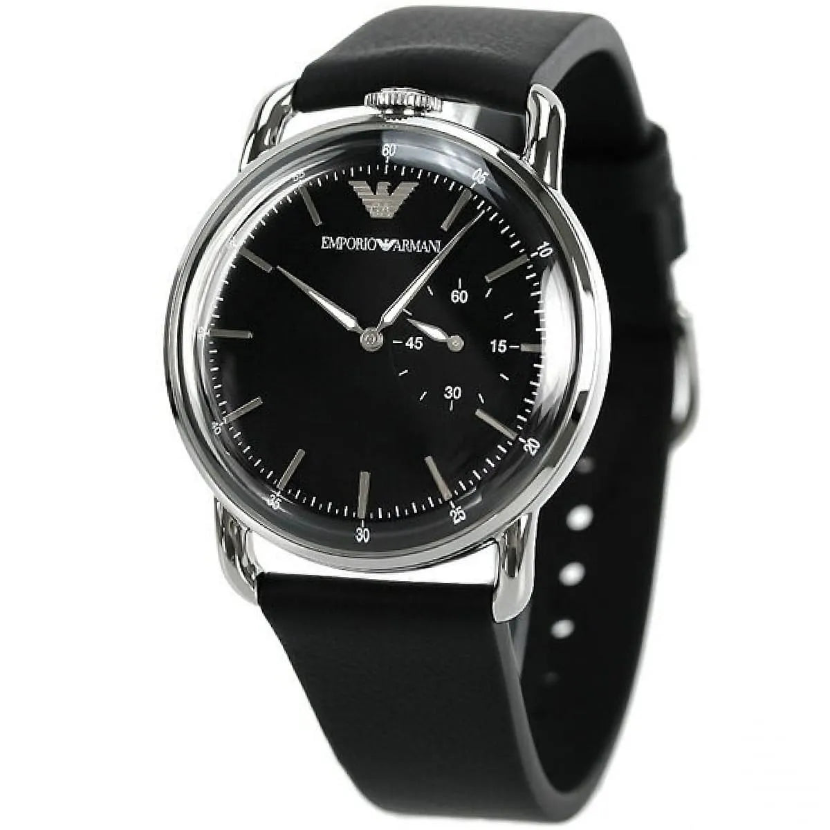 Emporio Armani Classic Black Dial Leather Quartz Men's Watch AR11336