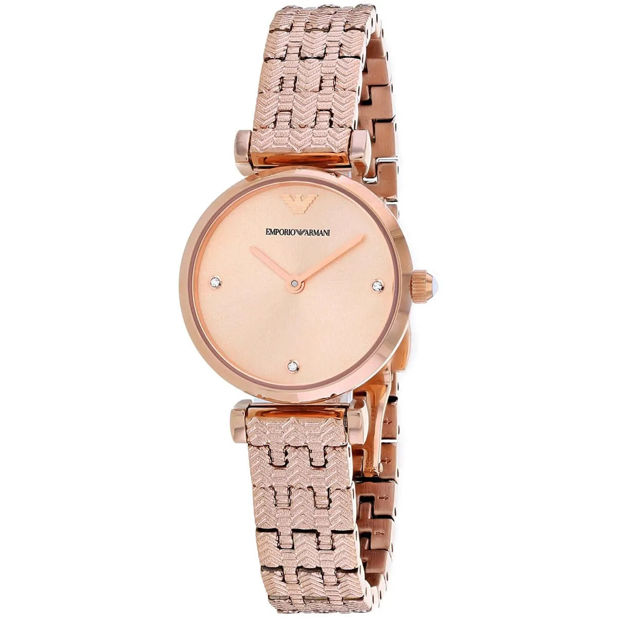 Emporio Armani Gianna T-bar Quartz Rose Gold Dial Ladies Watch AR11342
