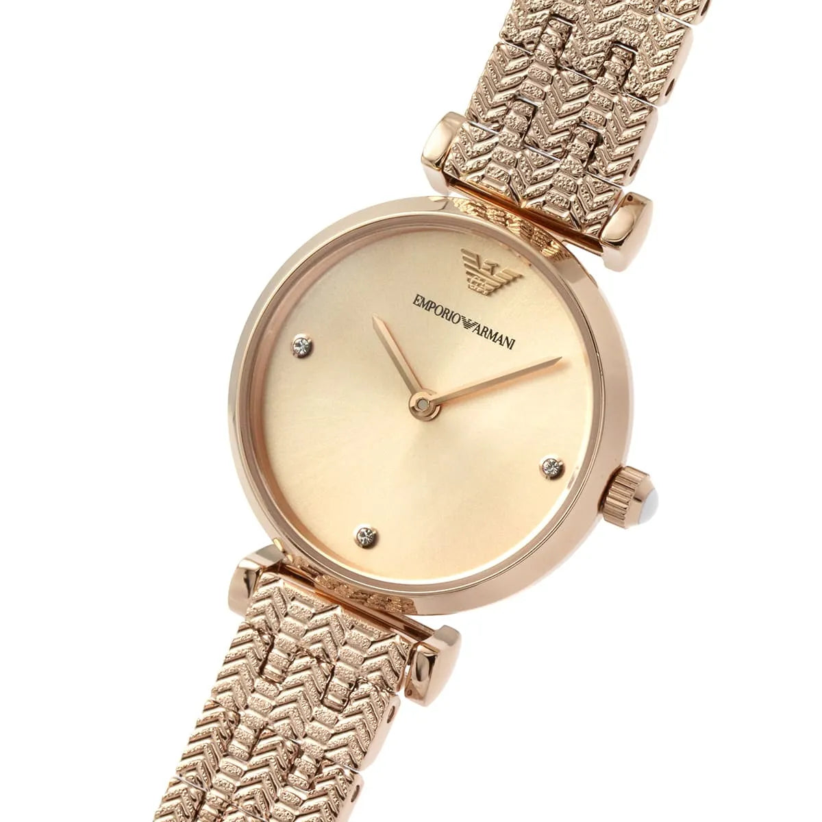 Emporio Armani Gianna T-bar Quartz Rose Gold Dial Ladies Watch AR11342