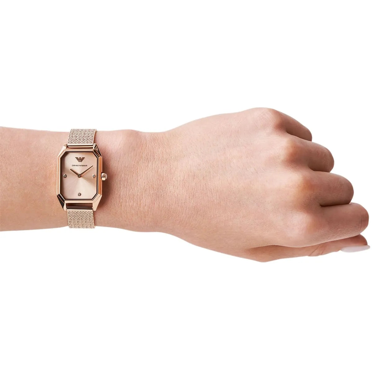 Emporio Armani Joy Quartz Rose Gold Dial Rose Gold Mesh Bracelet Watch AR11347
