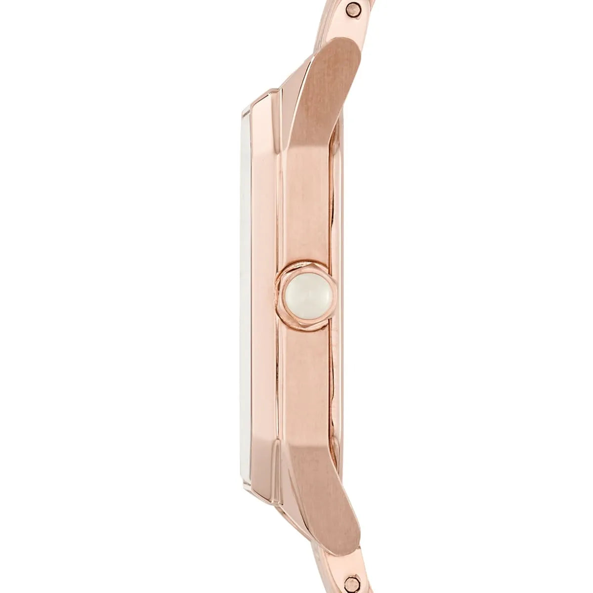Emporio Armani Gioia watch side view showing case depth and crown