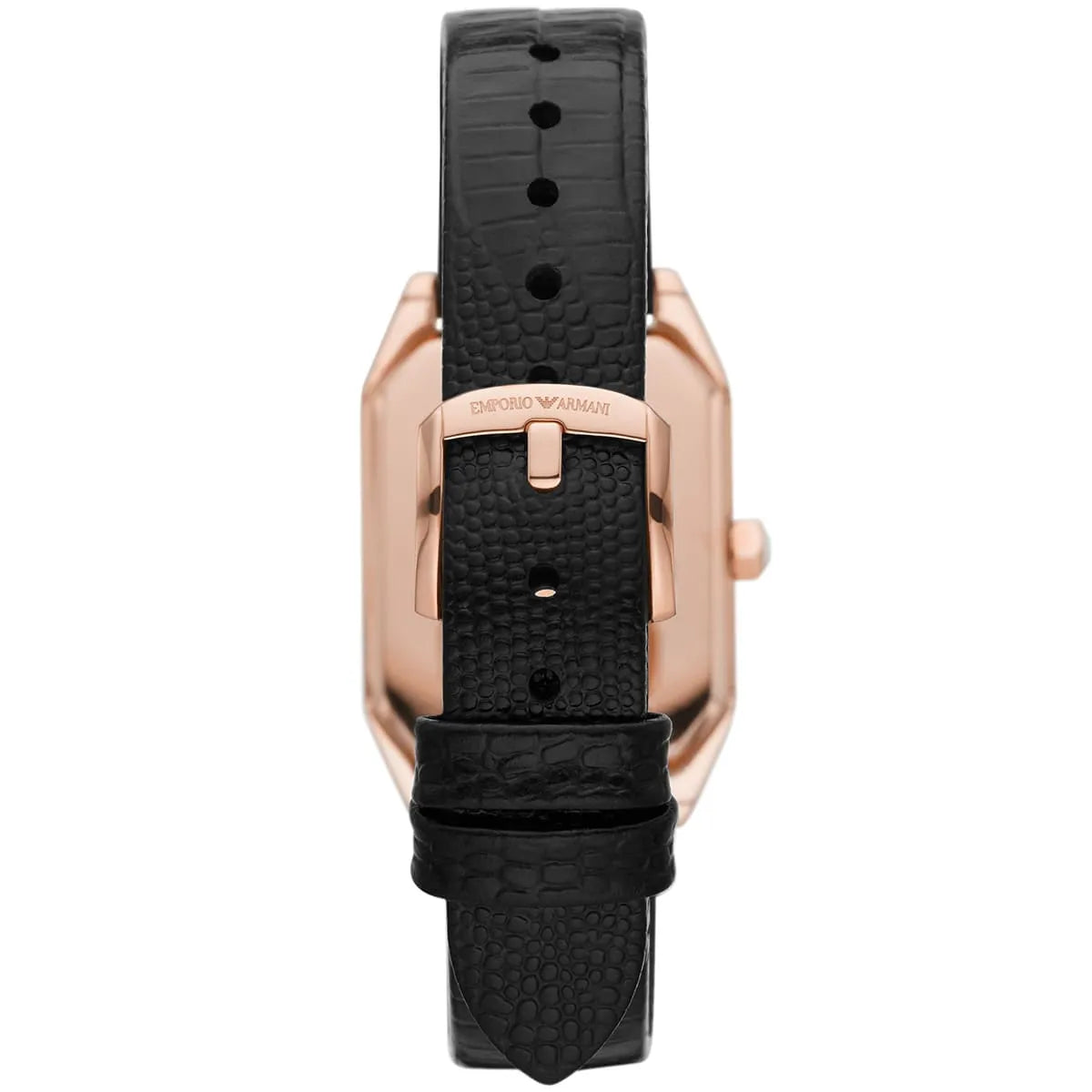 Emporio Armani Gioia Quartz Mother of Pearl Dial Black Leather Strap Watch AR11390