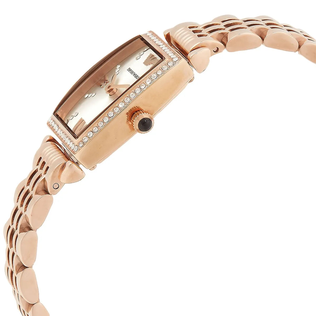 Emporio Armani Gianni T-Bar Crystals White Dial Rose Gold Watch AR11406