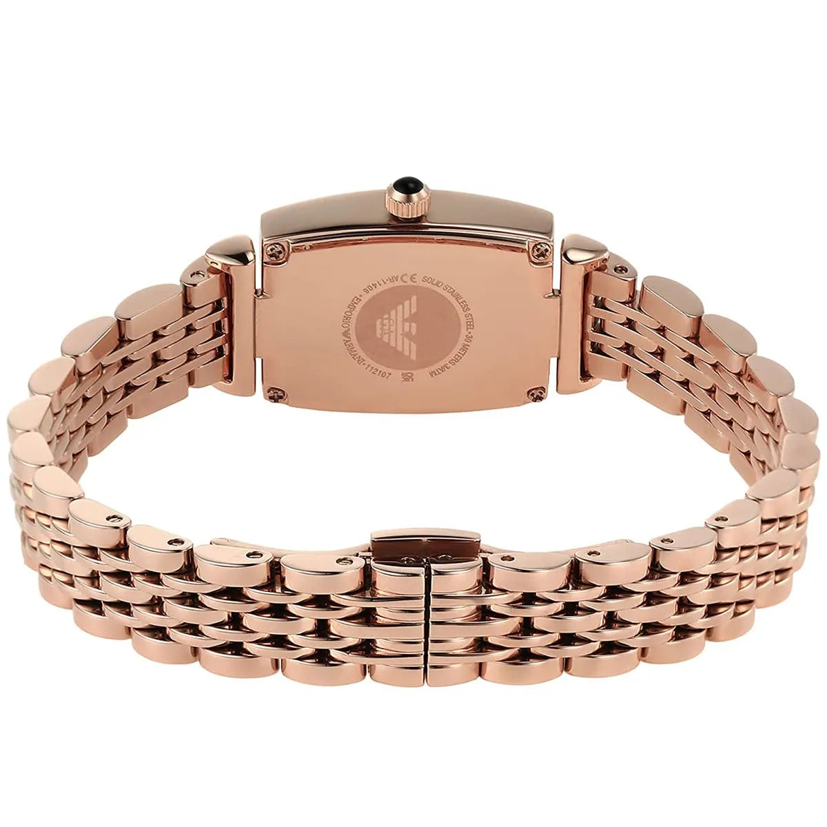 Emporio Armani Gianni T-Bar Crystals White Dial Rose Gold Watch AR11406